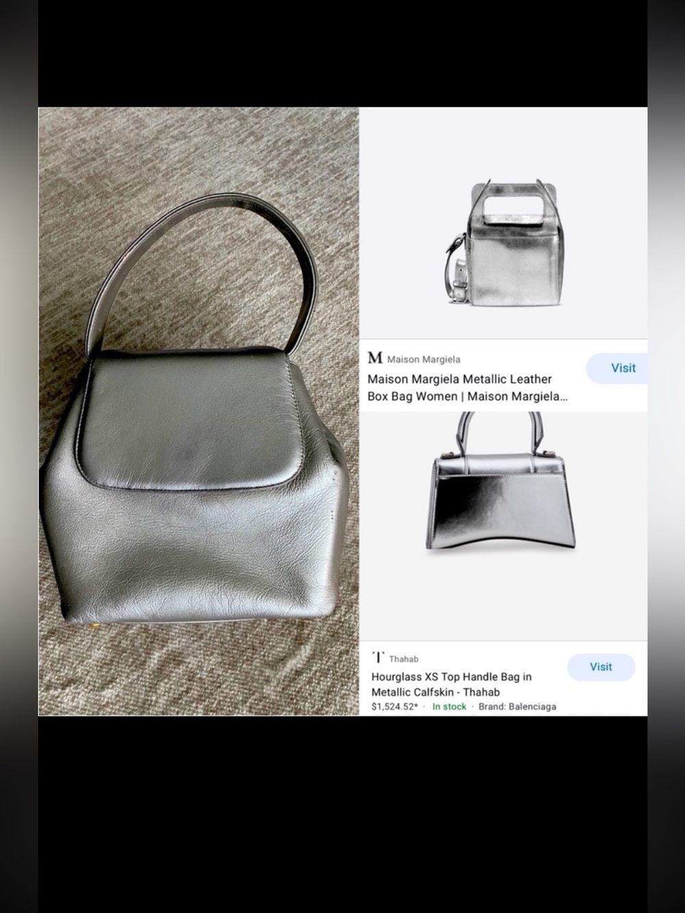 Vintage Top Handle Silver Handbag